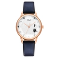Elegant fashion women's quartz watch featuring a girl silhouette dial and navy blue strap - Blue