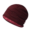 Berretto in maglia a scacchi rosso scuro con fodera in peluche rosa calda - Borgogna