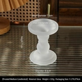 Frosted white swirl glass candle holder with roman column design and gold rim finish - Frosted Medium