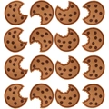 Set of 16 chocolate cookie embroidered patches with funny bitten shape and 3D eyes - 16pcs Bitten Cookies Set
