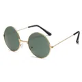 Gafas de sol redondas vintage con montura metálica dorada y cristales verde oscuro - Verde Oscuro