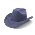 Detailed view of purple suede western cowboy hat with classic pinched crown and wide brim - M (56-59cm) / Navy Blue (Suede)
