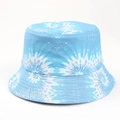 Detail of light blue tie-dye cotton bucket hat with reinforced stitching on the brim - One Size(58cm) / Cyan Blue Tie Dye