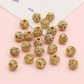 Sparkling gold plated round beads with clear rhinestones for DIY bracelet making - Iron Rhinestone Ball / 8mm Round Ball / 5pcs Pack / Gold