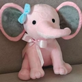 Pink elephant plush toy with blue and pink bows for infant soothing and bedroom decoration - Pink With Pink Ribbon/Blue Bow