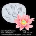 White silicone lotus flower mold and pink resin craft with detailed petals B457 - Transparent - B457 Large
