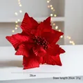 Red 28cm velvet Christmas poinsettia flower with glitter edges for holiday tree decor - Diameter 28CM / Red