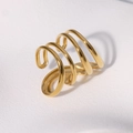 Anillo de espiral multicapa minimalista en acero inoxidable dorado con acabado pulido - Estilo Abierto en Espiral Multicapa / Dorado
