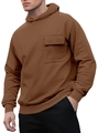 Sudadera con capucha para hombre en marrón oscuro con bolsillo grande y forro de felpa - S / café