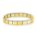 Italian style modular gold stainless steel bracelet featuring embossed heart charms - Heart Style / Gold