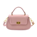 Sac bandoulière rose en cuir grainé avec finitions dorées et poignée supérieure - Rose