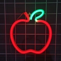 Apple shaped LED neon light sign with red and green lighting for wall decor - Battery and USB Dual Use / Red & Green