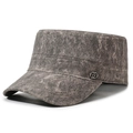 Men's vintage washed dark grey cadet cap with metal logo badge and curved brim - Adjustable / Coffee