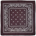 Deep brown paisley bandana featuring classic white symmetrical cashew flower pattern - Coffee