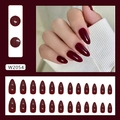 Glossy burgundy almond press on nails 24pcs set with elegant deep wine red finish - Glue Type / Vintage Burgundy (W2054)