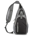 Waterproof sports crossbody sling bag in dark grey and black with breathable mesh strap - Black