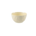 Minimalistische beige Keramikschale mit eleganter Wellenstruktur auf weißem Grund - 4,75 Zoll Handgefertigte Schale - Cremegelb