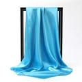 Glossy royal blue satin square scarf draped on a minimalist black metal frame for women - Sky Blue (SD90-48-04)