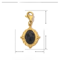 Detailed size specifications of stainless steel sun pendant with natural black stone - Oval-Black Stone