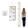 Kids wooden height growth chart with colorful cartoon rockets and hot air balloons design - Colorful Style