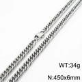 Silver stainless steel curb chain necklace 6mm width 450mm length weight 34g - 6mm x 450mm(KN232919-ZZ)