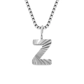 Silver stainless steel box chain necklace featuring a textured letter Z initial pendant - Z-Steel Color