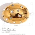 18K gold plated stainless steel oval brooch with sparkling crystal rhinestones inlay - Pigeon Egg White Zircon (BR15003) / Gold