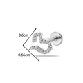 G23 titanium heart labret stud with clear gemstone and 0.6cm dimension markings - Hollow Heart Style (T2554-3#) / Silver