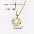 Detalle del colgante de corona de flores coloridas con gato y medidas del producto - Guirnalda Floral de Conejo Blanco (Dorado 3)