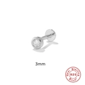 Klassieke S925 sterling zilveren kraakbeenpiercing met een 3mm ronde zirkonia diamant - 3mm / Platina