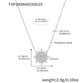Sparkling silver starburst pendant necklace in stainless steel with zircon stones - Silver Sun Necklace