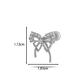 Silver bow cartilage stud earring with cubic zirconia and 1.12cm size dimension - Silver