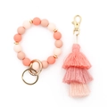 Pulsera de cuentas de silicona fucsia y rosa con borla a juego y cierre de langosta dorado - Estilo 2 Rosa