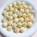 Beige UV-coated acrylic round beads with diamond-cut texture for DIY jewelry crafts - 16mm/Piece / Beige