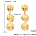 Dreistufige Spiral-Ohrhänger aus goldenem Edelstahl mit detaillierten Maßen - Goldene Dreifach-Spiralohrringe (TXF448)