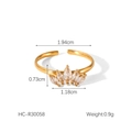 Detailed size specifications of the adjustable bow pearl gold-plated ring with zircons - Five-Diamond Marquise Crown Style (HC-R30058)