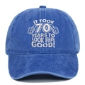 Gorra de algodón azul lavado con bordado del 70 cumpleaños y un estilo vintage - Azul Zafiro