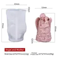 Pink angel and mother silicone mold with size specs for DIY candle making crafts - Angel and Mother GJ-047
