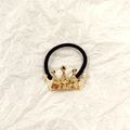 Minimalist golden crown alloy hair ring with high-elastic black rubber band for ponytail - Gold Crown 5cm