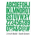 Macro view of 2-inch dark green bold letter and number stickers for journals - Dark Green
