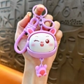 Süßer lila Kaninchen-Schlüsselanhänger mit zwinkerndem Emoji-Charme für Taschen - Stressabbau Gesichtswechsel Hasenanhänger / Lila
