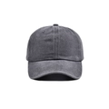 Detail of vintage washed dark grey cotton baseball cap showing fine stitching and texture - Kids Head: 54-56CM / Gray