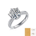 Elegant silver Moissanite ring with six-prong setting and adjustable band design - 3 Carat Stone Style (With GRA Certificate & Box)