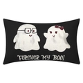 Black Halloween pillowcase with cute cartoon ghosts and Forever My Boo text - Style 17-Black Forever My Boo