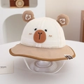 Dettaglio del cappello da sole per neonati con rete traspirante e orecchie da orso - 50cm (1-3 anni) / Cachi Chiaro