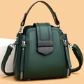 Vintage grüne PU-Leder Handtasche mit Schultergurt und Metallschnalle für Damen - Grün