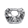 Elegante borsa hobo a mano in argento metallizzato plissettato con finitura a specchio - Argento