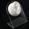 White silicone ear model with clear acrylic display stand for body piercing jewelry - White-Left Ear