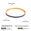Bracciale ovale in acciaio inossidabile dorato con smalto blu reale e chiusura - Blu Reale (JDB2409016-BL)