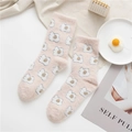 Chaussettes en polaire corail rose avec motifs d'œufs sur le plat blancs et jaunes - Taille unique / Œuf au Plat Rose Clair